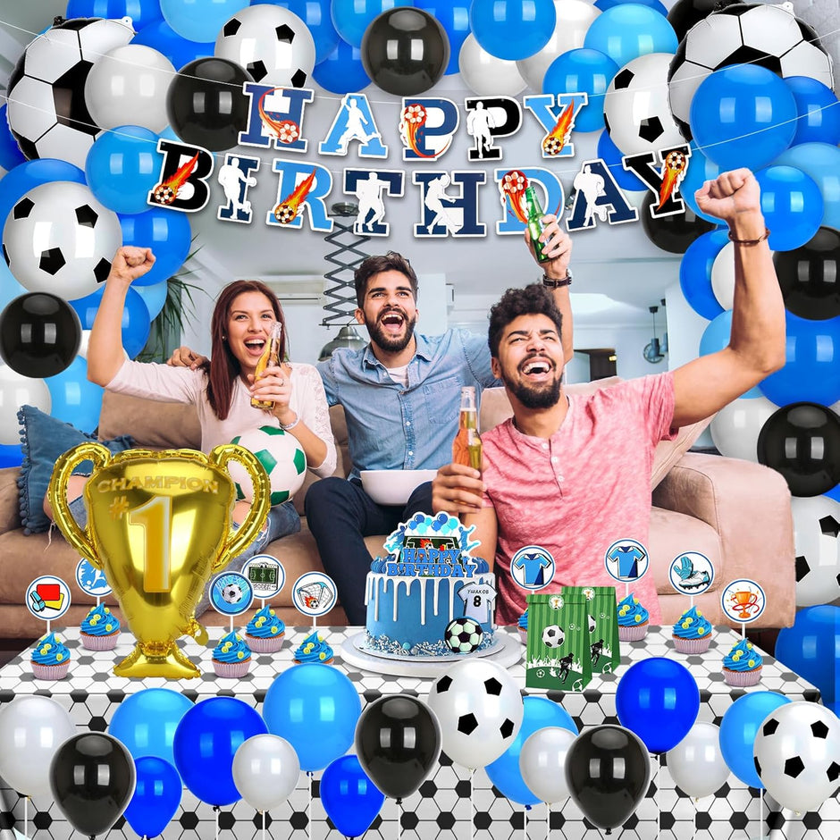 i-emporium Soccer Birthday Party Decorations - 131 Piece Blue Soccer