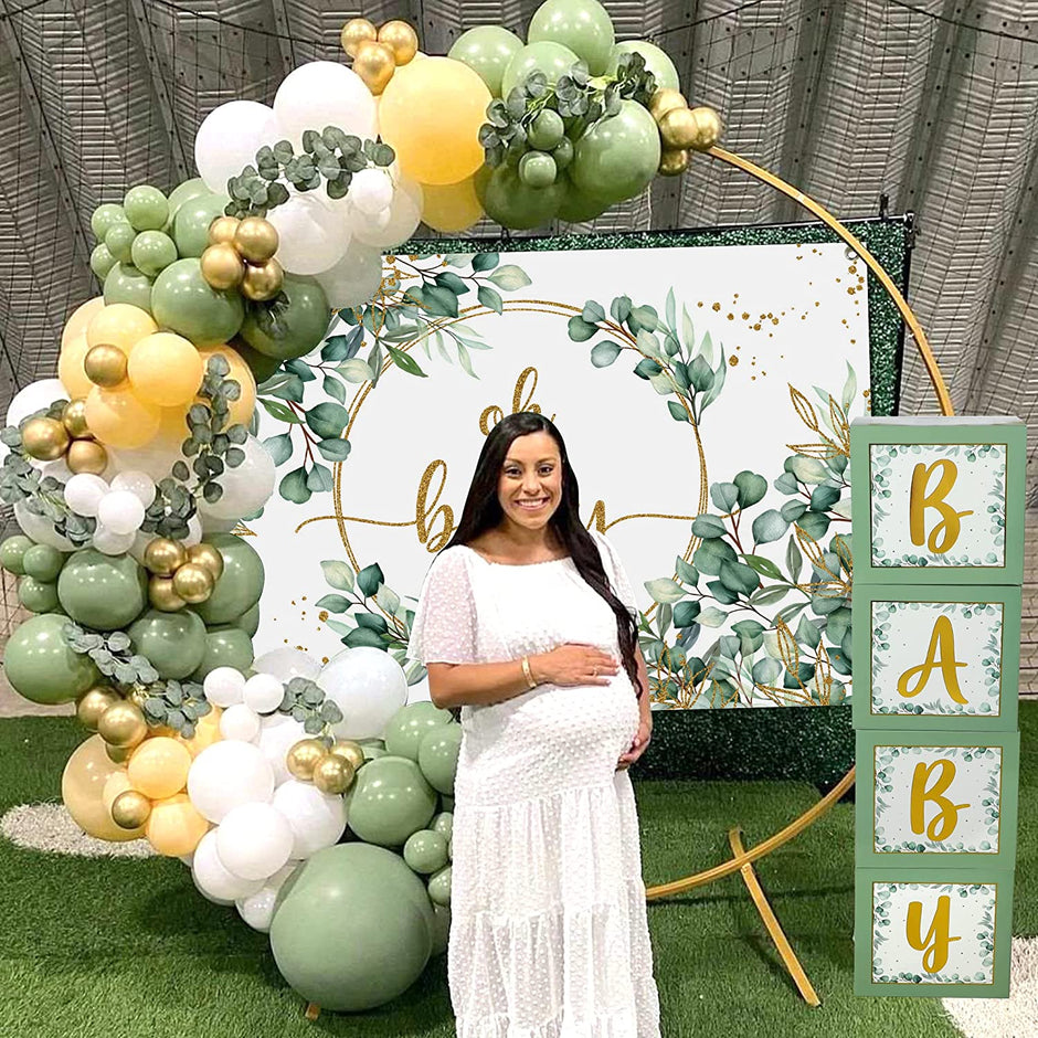 i-emporium Sage Green Neutral Baby Shower - Gender Reveal Decoration - 283 Piece