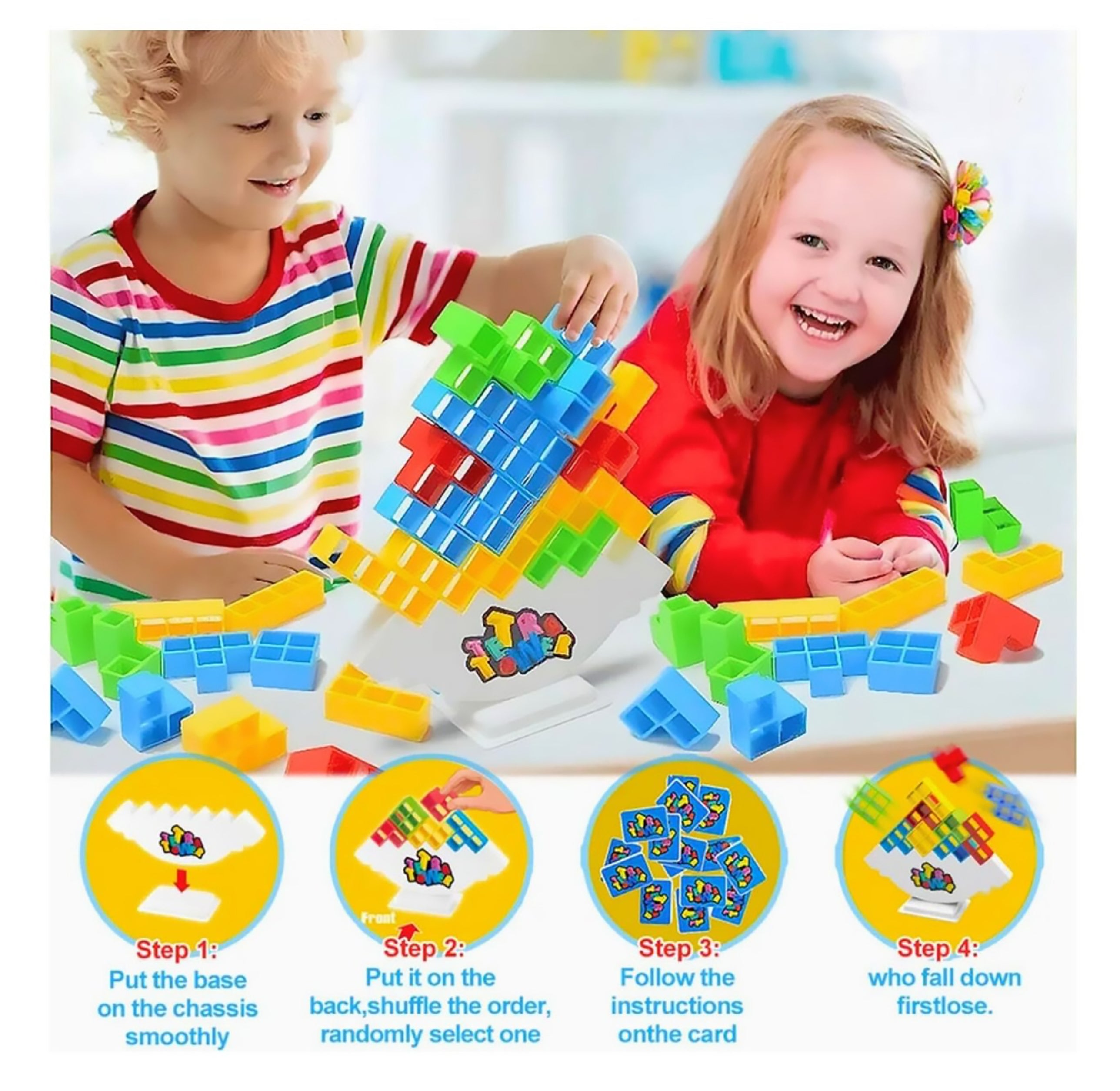 i-emporium Tetra Tower Game - 48 Pieces Tetra Tower Stacking Game