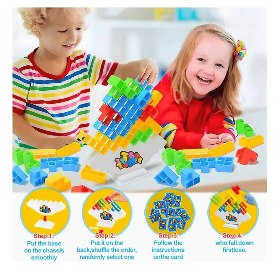 i-emporium Tetra Tower Game - 48 Pieces Tetra Tower Stacking Game