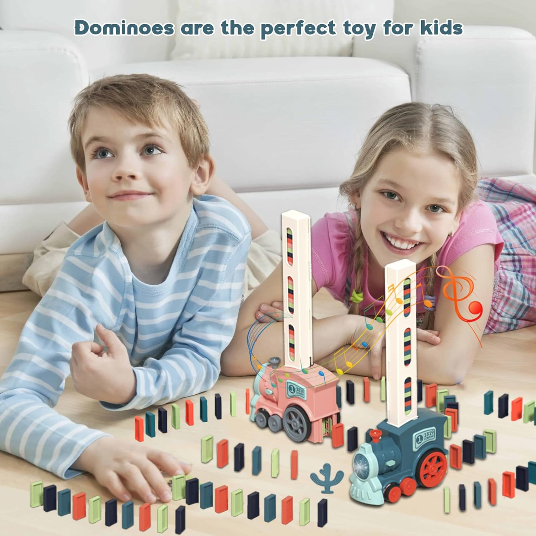 i-emporium Automatic Domino Train Toy Set - Electric STEM Stacking Toy for Kids