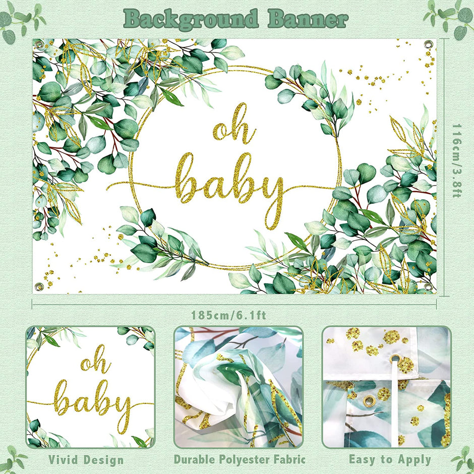 i-emporium Sage Green Neutral Baby Shower - Gender Reveal Decoration - 283 Piece