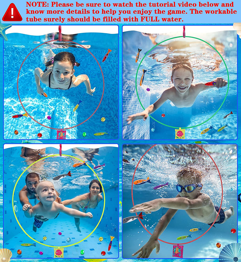 i-emporium Pool Toys - Games - Diving Through Swimming Rings - Kids & Adults