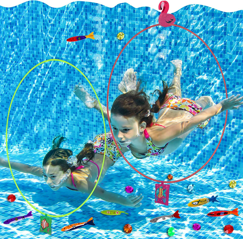 i-emporium Pool Toys - Games - Diving Through Swimming Rings - Kids & Adults