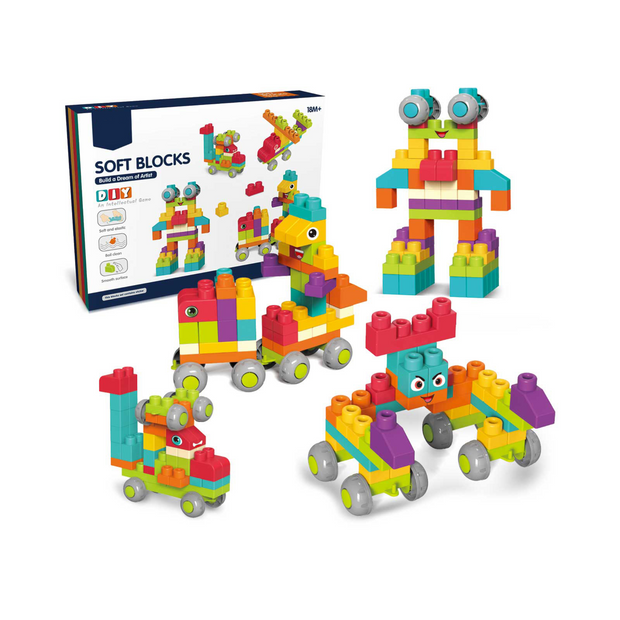 i-emporium Soft Blocks DIY Building Set - Creative Educational Toy for Toddlers 18M+