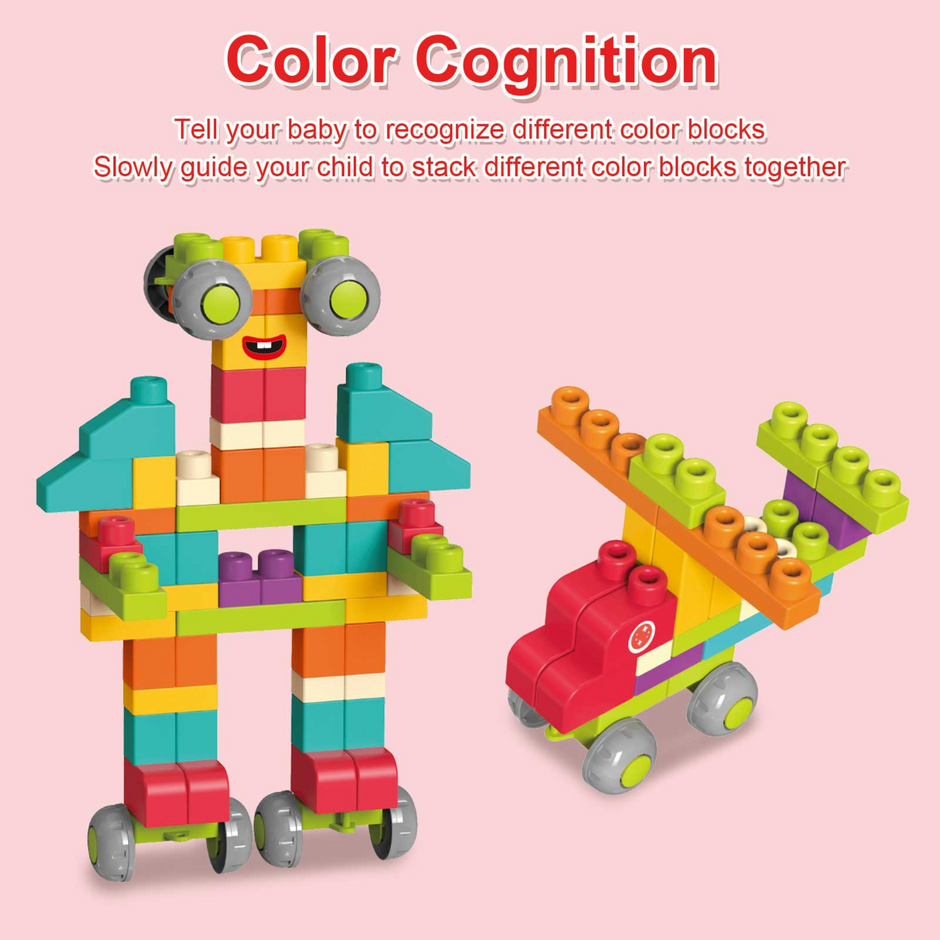 i-emporium Soft Blocks DIY Building Set - Creative Educational Toy for Toddlers 18M+
