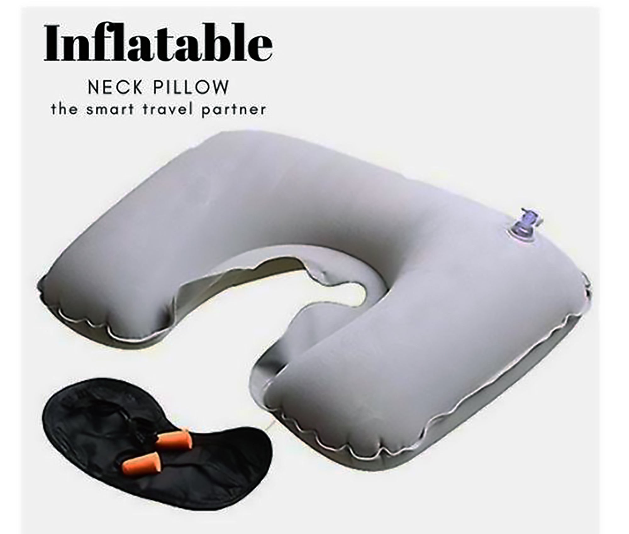 i-emporium Inflatable Travel Footrest - Neck Pillow, Sleep Mask, And Ear Plugs Pack