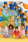 i-emporium Bluey Birthday Party Backdrop 5x3Ft Reusable 3D Print Vinyl