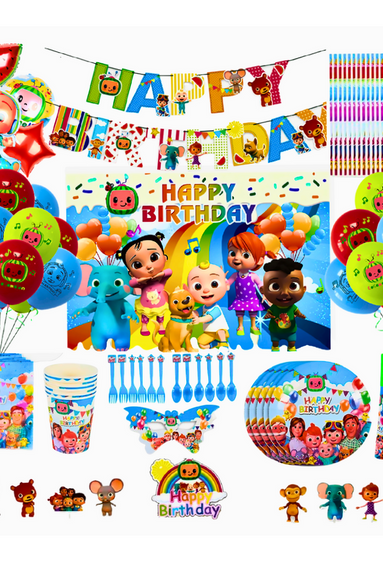 i-emporium Cocomelon Birthday Party Kit – Complete 167-Piece Set for 12 Guests