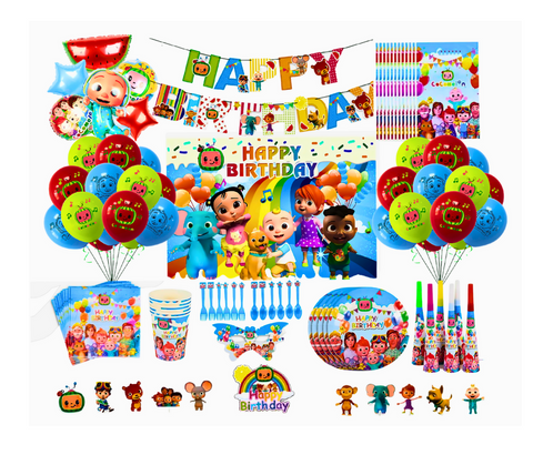 i-emporium Cocomelon Birthday Party Kit – Complete 167-Piece Set for 12 Guests