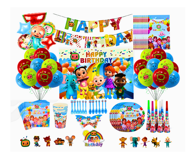 i-emporium Cocomelon Birthday Party Kit – Complete 167-Piece Set for 12 Guests