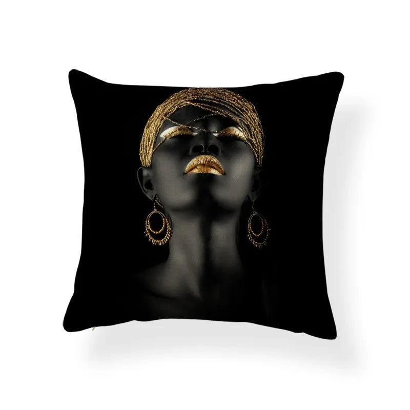 i-emporium African Theme Black and Gold Cushion Covers - 50 x 50cm - 2 Piece