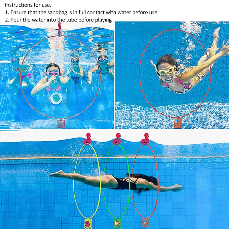 i-emporium Pool Toys - Games - Diving Through Swimming Rings - Kids & Adults