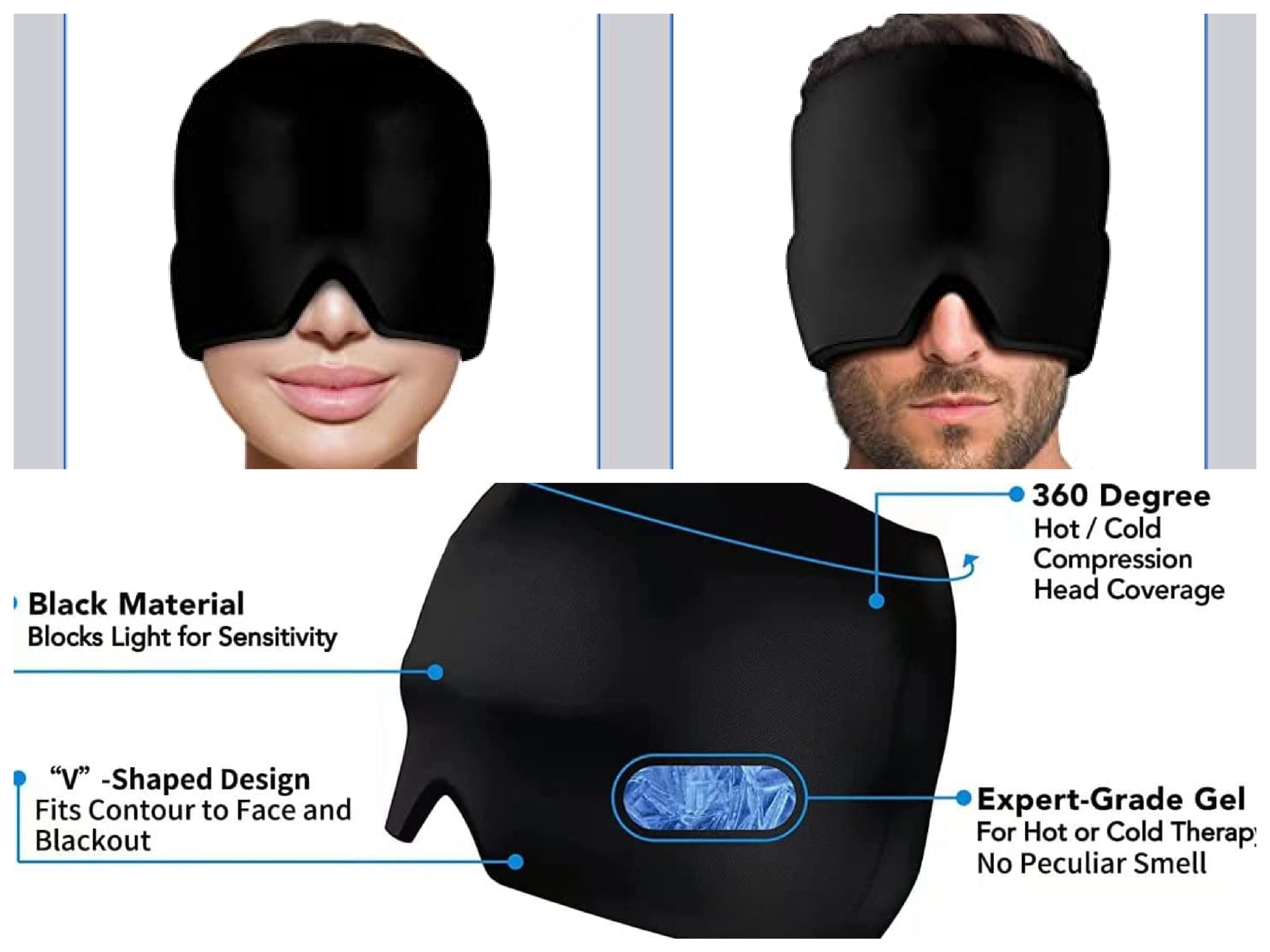 i-emporium Headache Migraine Relief Cap | Hot and Cold Therapy | 360 Deg