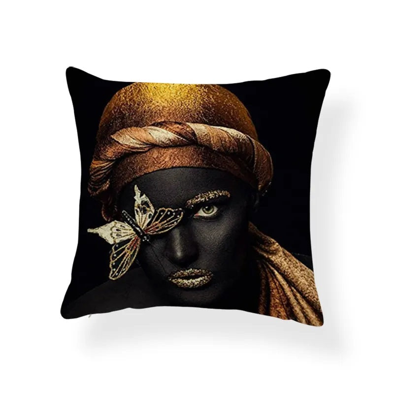 i-emporium African Theme Black and Gold Cushion Covers - 50 x 50cm - 2 Piece