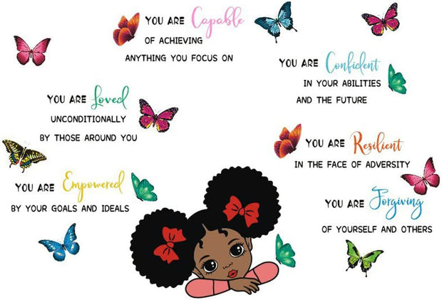 i-emporium 90x60cm African Doll Inspirational Quotes Wall Decal for Girls