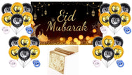 i-emporium Eid Mubarak Decorations - Reusable Vinyl Background - Table Runner | Balloons
