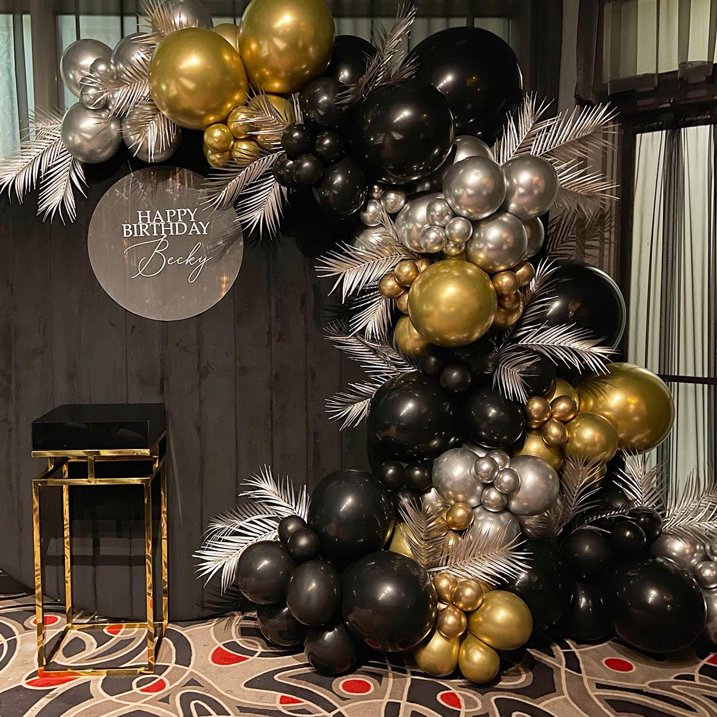 i-emporium Black and Gold Balloons Arch, Silver Balloon Arch and Garland | 116 Pieces