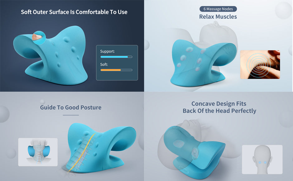 i-emporium Cervical Traction Neck & Shoulder Pillow For Spine Alignment & Pain Relief