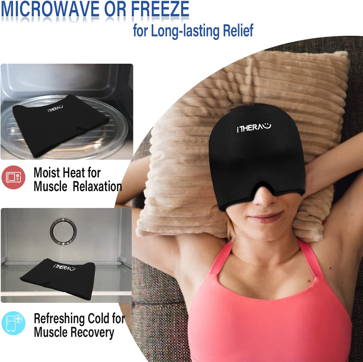 i-emporium Headache Migraine Relief Cap | Hot and Cold Therapy | 360 Deg