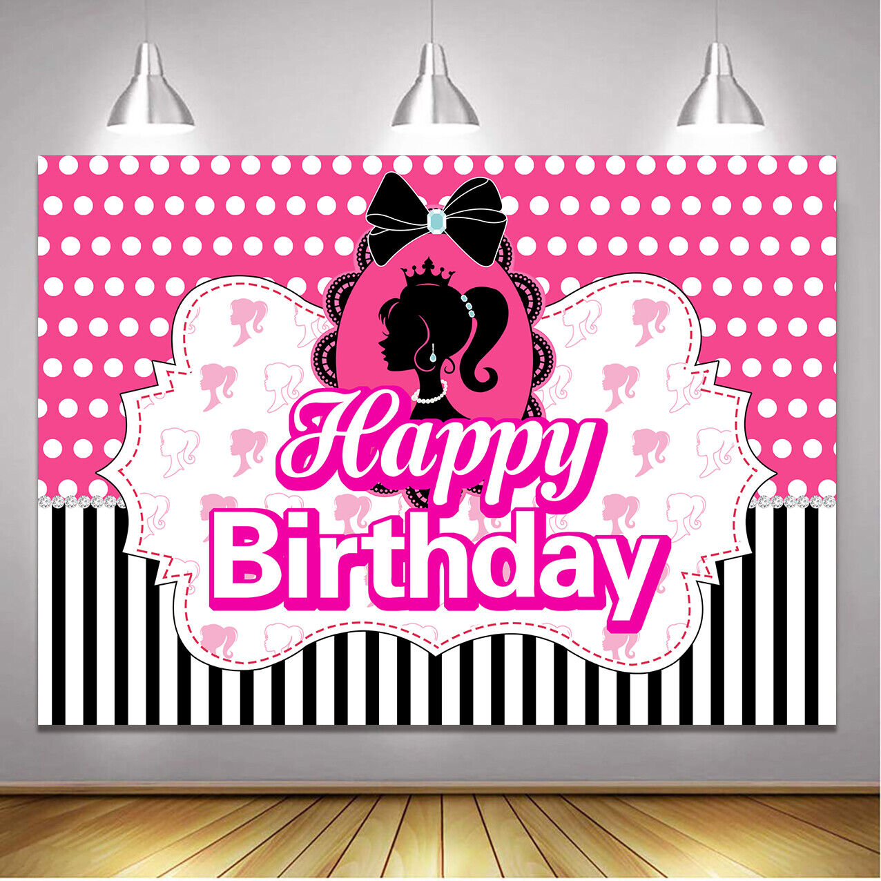 i-emporium Pink Backdrop for Girls - Happy Birthday Barbie Theme - Princess Theme