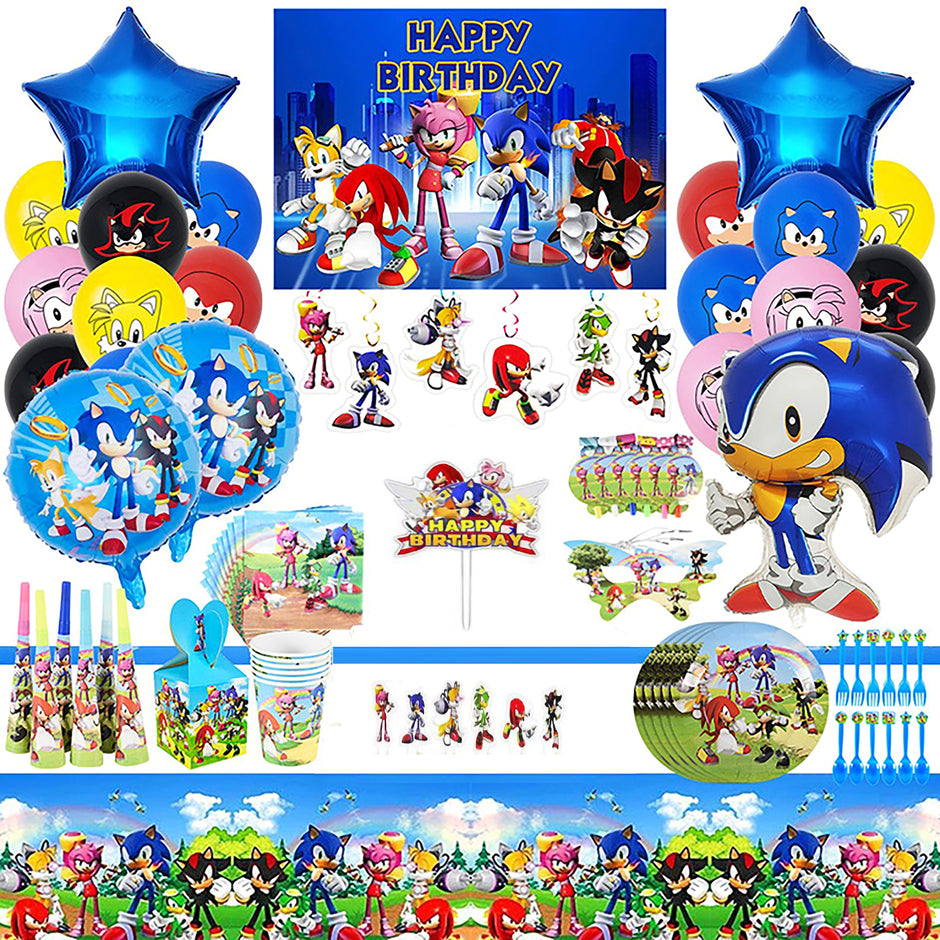 i-emporium 178 Pieces Sonic Birthday Party Supplies Decorations | Hedgehog