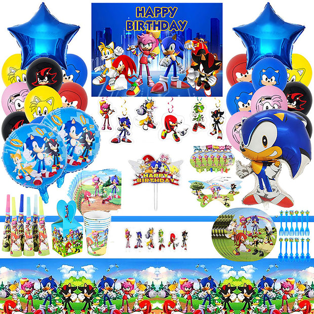 i-emporium 178 Pieces Sonic Birthday Party Supplies Decorations | Hedgehog
