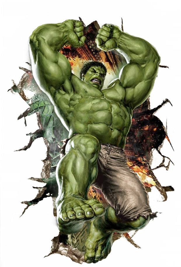 i-emporium Hulk 3D Wall Sticker – 60x90cm Portrait Superhero Wall Decal
