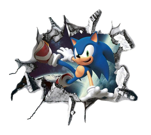 i-emporium 90x90cm - Sonic The Hedgehog Cartoon 3D Broken Wall Sticker