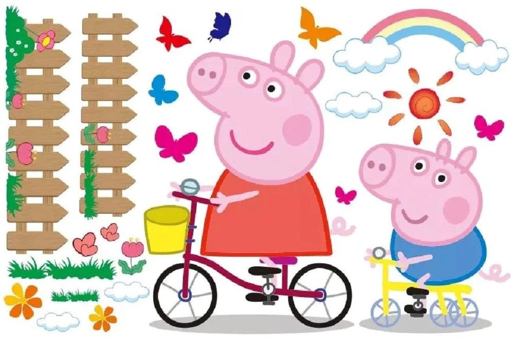 i-emporium 70x50cm - Peppa Pig Wall Stickers - Peppa and George Playtime Giant stickers