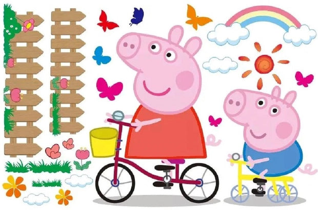 i-emporium 70x50cm - Peppa Pig Wall Stickers - Peppa and George Playtime Giant stickers