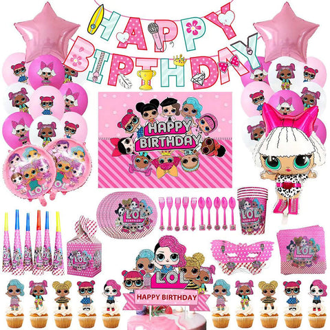 i-emporium 160 Pieces LOL Surprise Doll Birthday Party Supplies Decorations