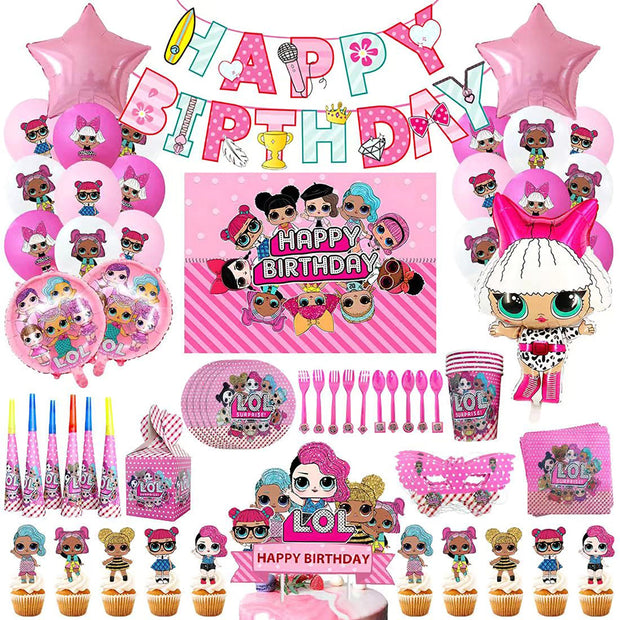 i-emporium 160 Pieces LOL Surprise Doll Birthday Party Supplies Decorations