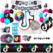 i-emporium 136 Pieces TikTok | Music Birthday Party Supplies Decorations