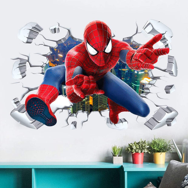 i-emporium 90x60cm | Superhero Wall Stickers | 3D Avenger Spiderman Wall Decal