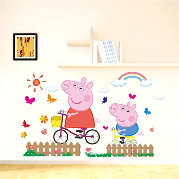 i-emporium 70x50cm - Peppa Pig Wall Stickers - Peppa and George Playtime Giant stickers