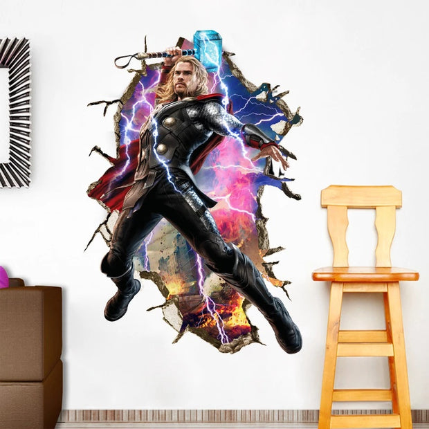 i-emporium 60x90cm - Superhero Wall Stickers 3D - Thor Wall Decal