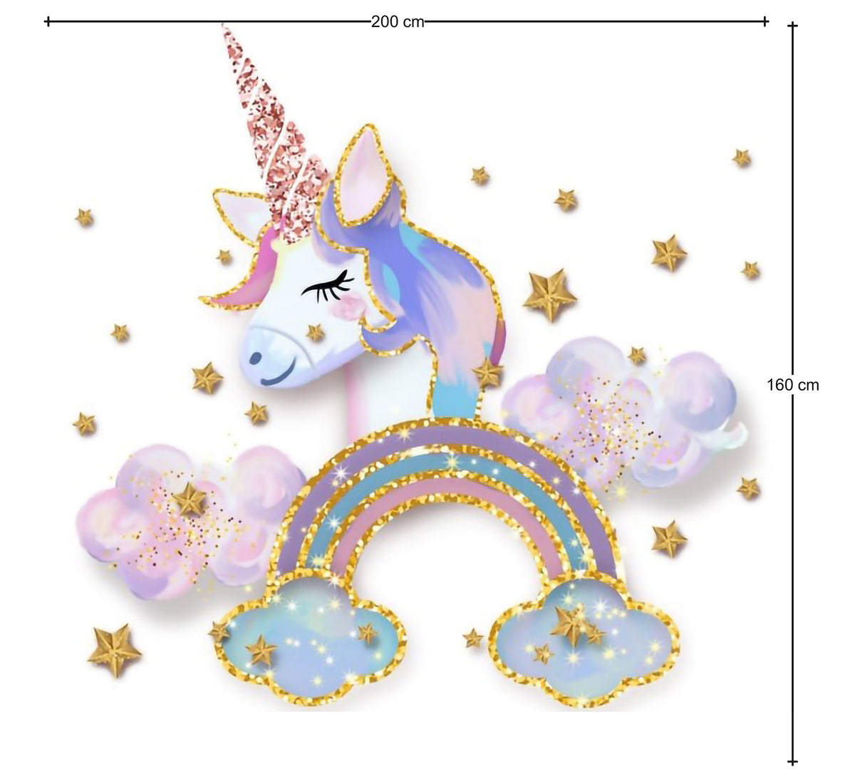 i-emporium Unicorn Rainbow Stars Wall Stickers | Wall Art | Wall Decal