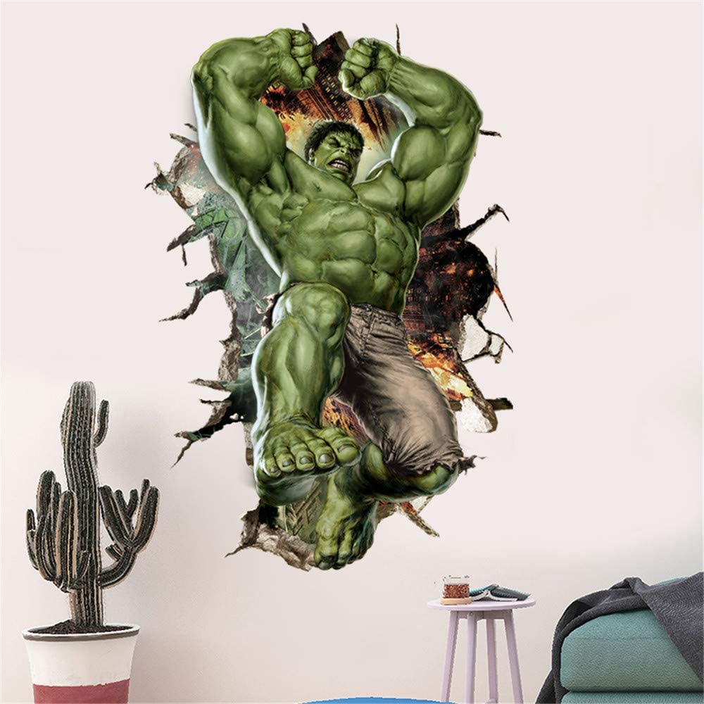 i-emporium Hulk 3D Wall Sticker – 60x90cm Portrait Superhero Wall Decal