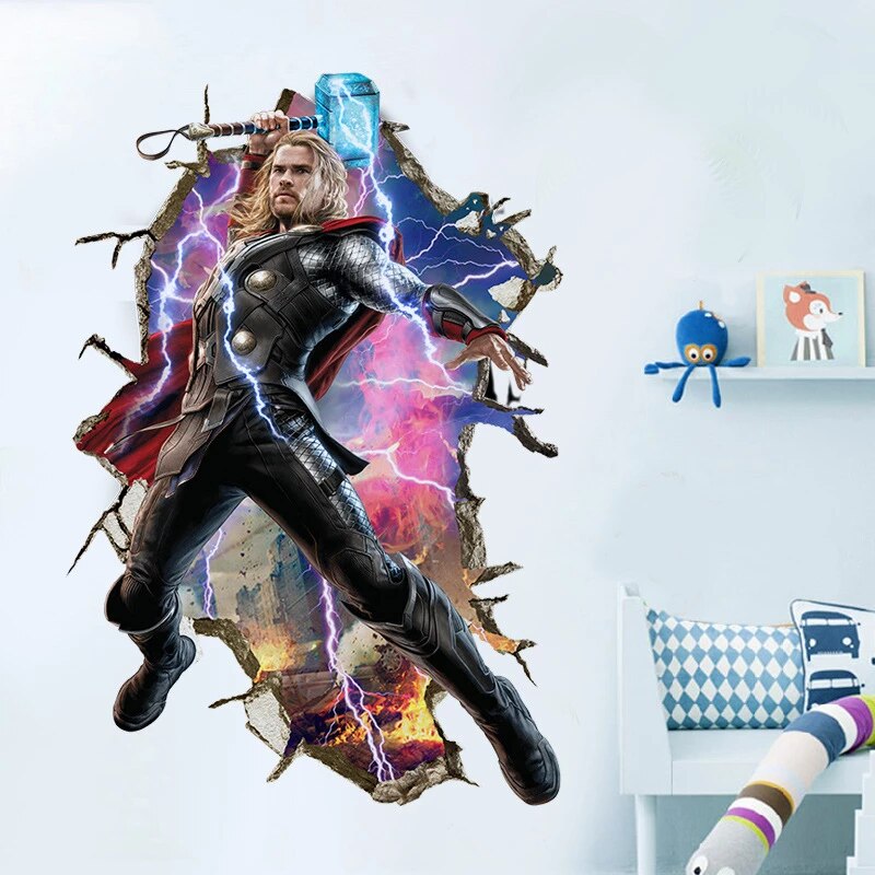 i-emporium 60x90cm - Superhero Wall Stickers 3D - Thor Wall Decal