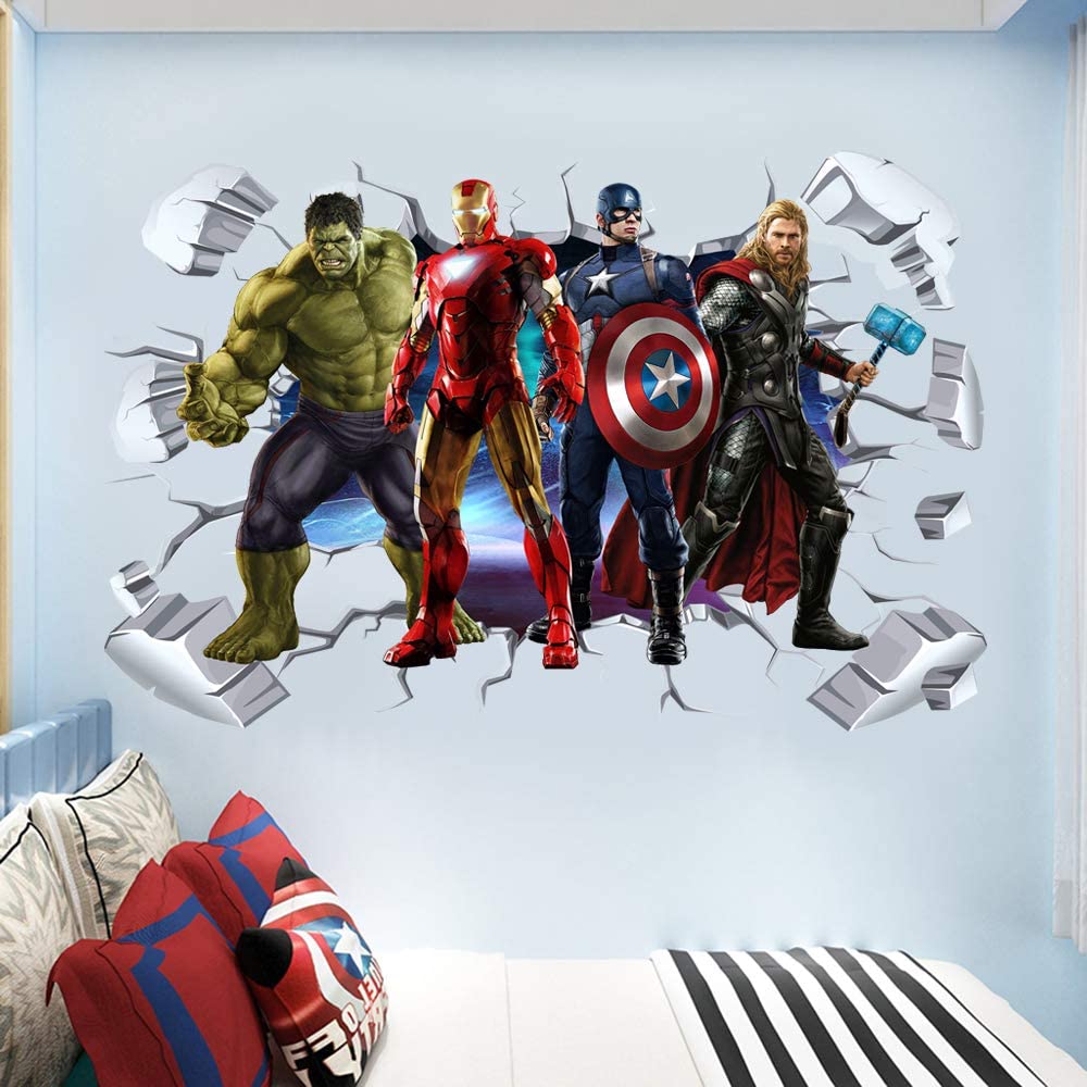 i-emporium 90x60cm - Superhero Wall Stickers 3D - 4H-Avengers - | Wall Decal