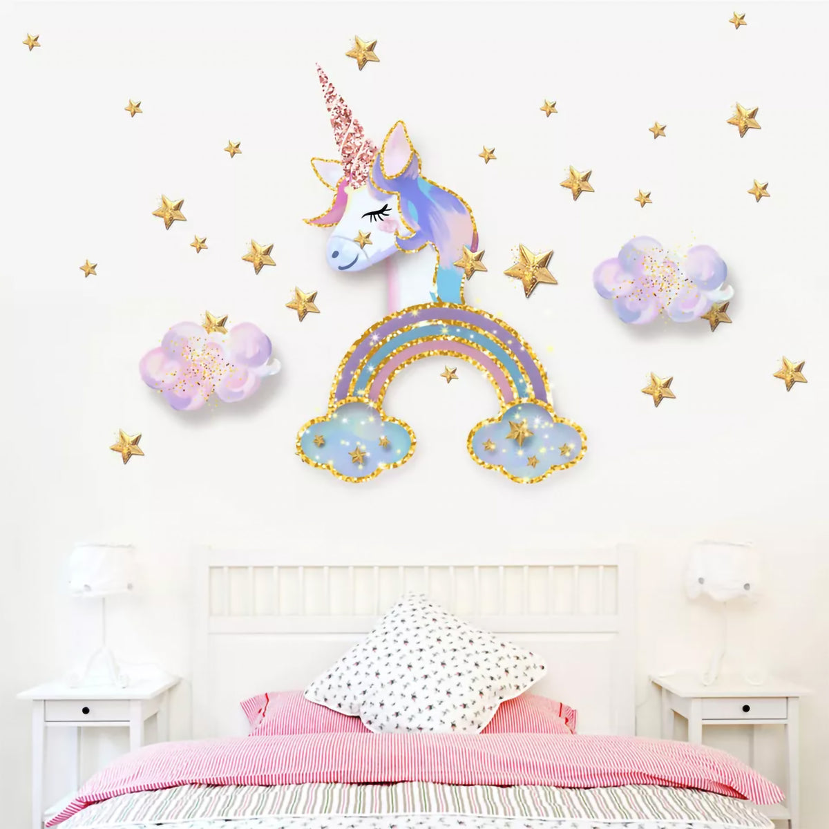 i-emporium Unicorn Rainbow Stars Wall Stickers | Wall Art | Wall Decal