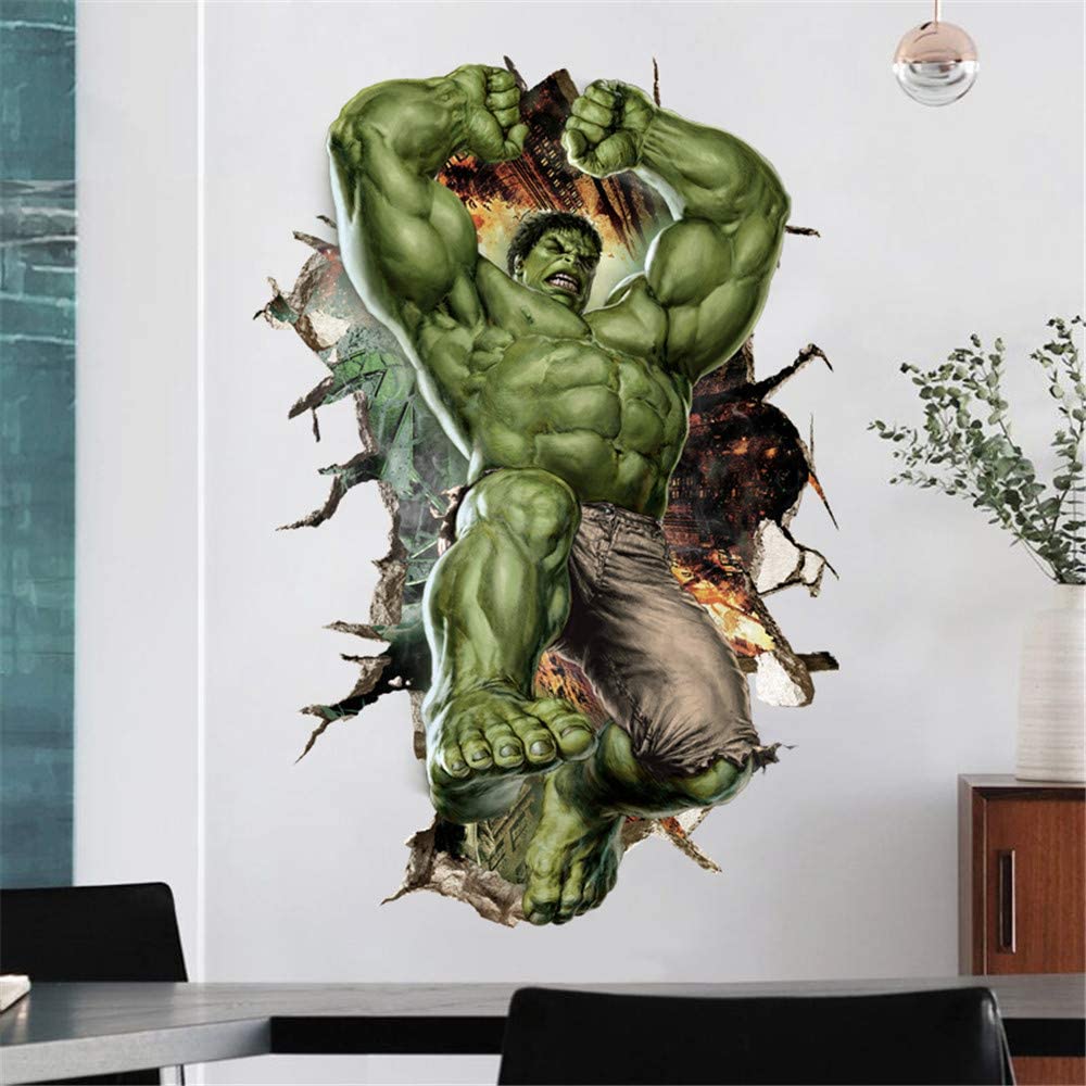 i-emporium Hulk 3D Wall Sticker – 60x90cm Portrait Superhero Wall Decal