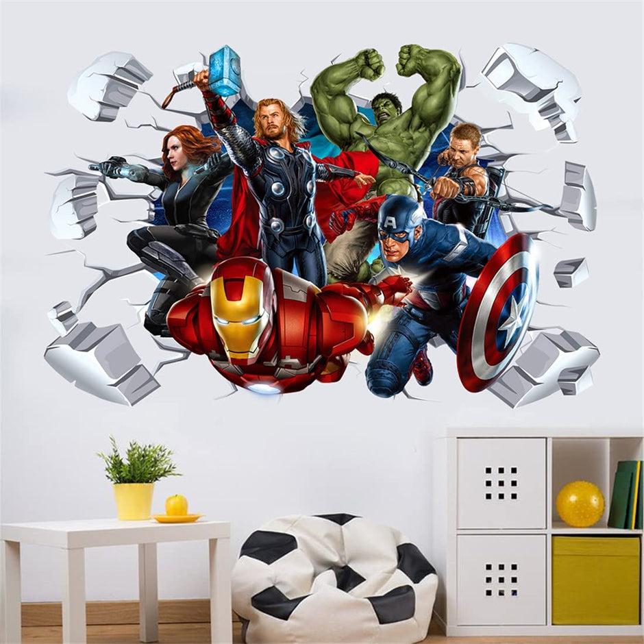 i-emporium 90x60cm - Superhero Wall Stickers 3D - Avengers Wall Decal