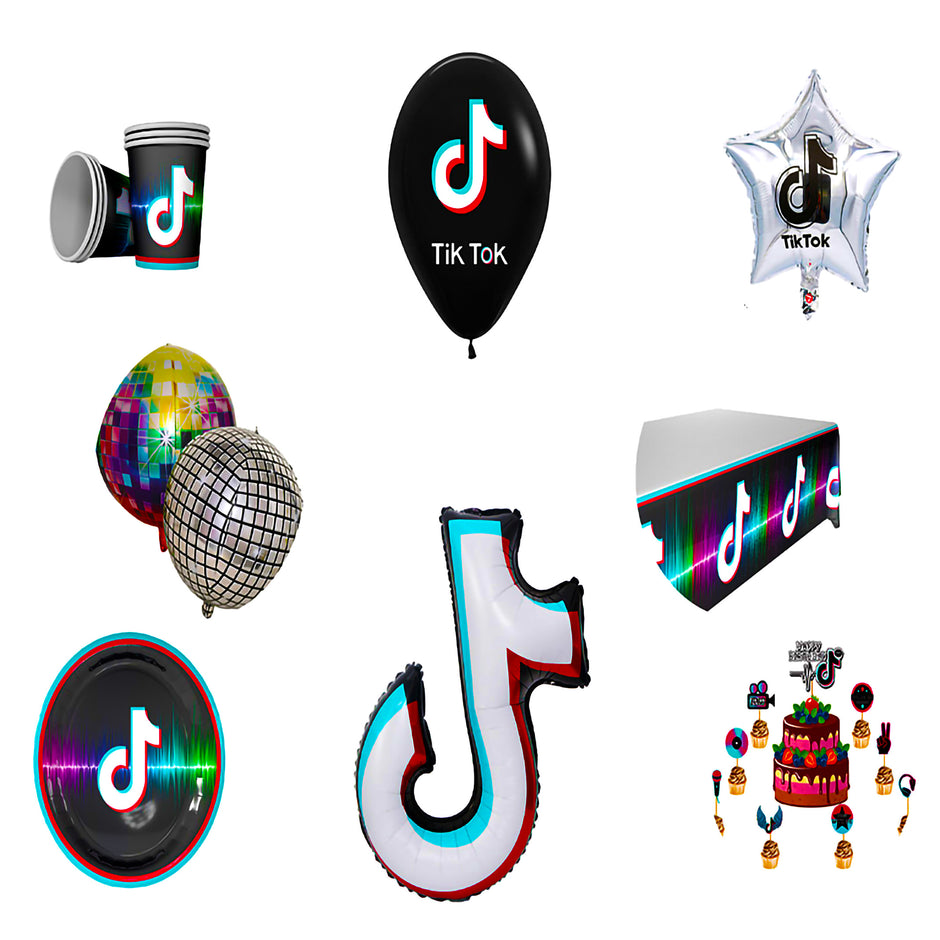 i-emporium 136 Pieces TikTok | Music Birthday Party Supplies Decorations