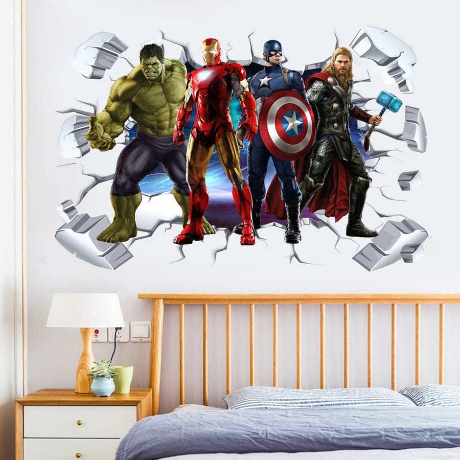 i-emporium 90x60cm - Superhero Wall Stickers 3D - 4H-Avengers - | Wall Decal