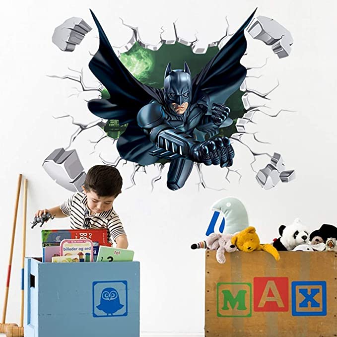 i-emporium 90x60cm - Superhero Wall Stickers | 3D Avengers Batman Wall Decal
