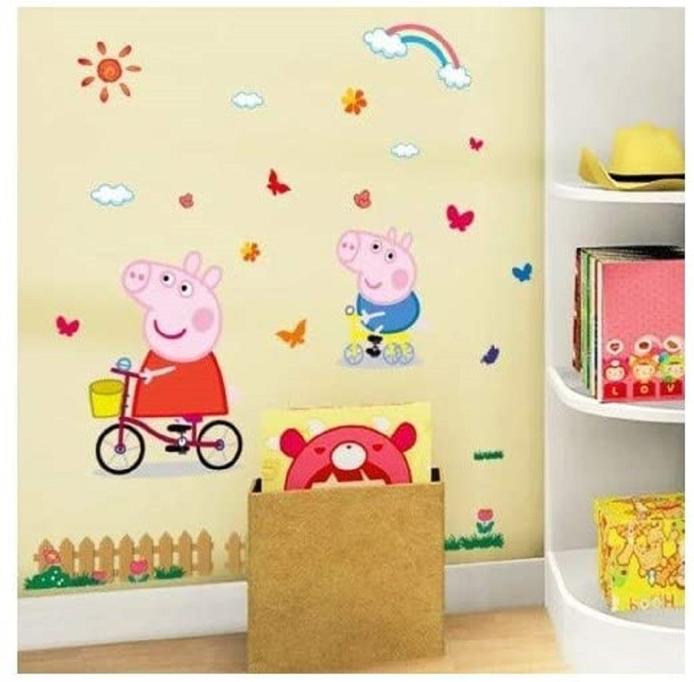 i-emporium 70x50cm - Peppa Pig Wall Stickers - Peppa and George Playtime Giant stickers