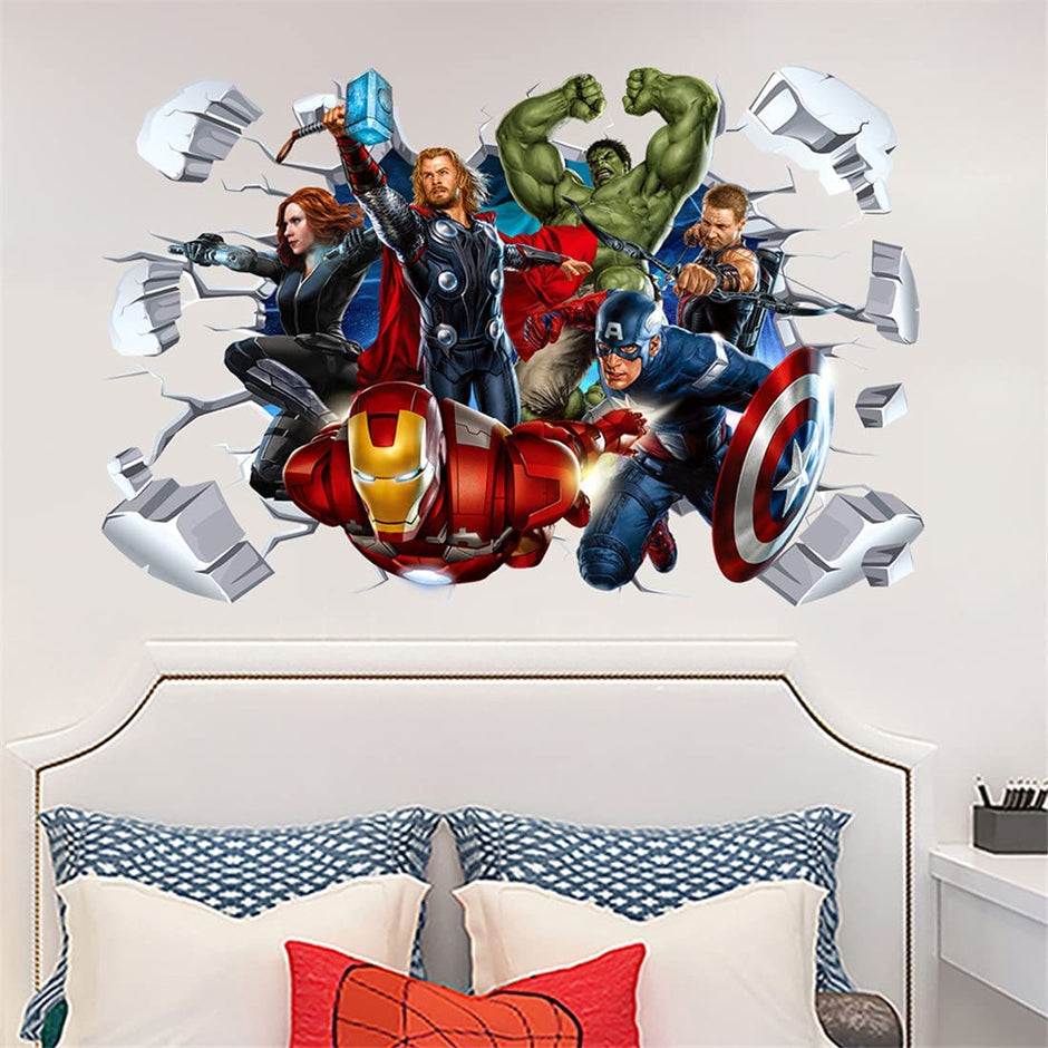 i-emporium 90x60cm - Superhero Wall Stickers 3D - Avengers Wall Decal