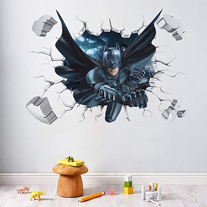 i-emporium 90x60cm - Superhero Wall Stickers | 3D Avengers Batman Wall Decal